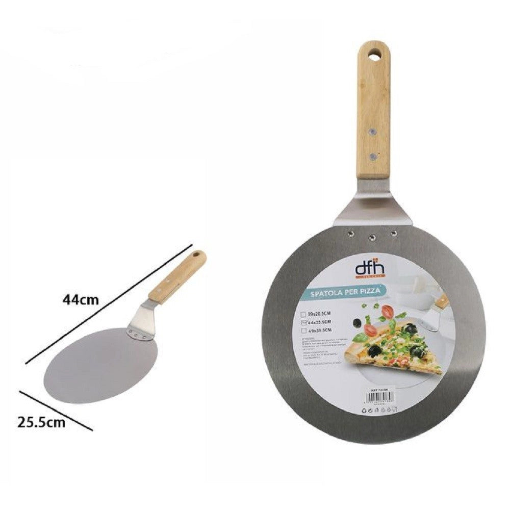Trade Shop - Pala Spatola Per Pizza Manico In Legno Paletta Tagliere Tondo 44 X 25,5 Cm 74184 -