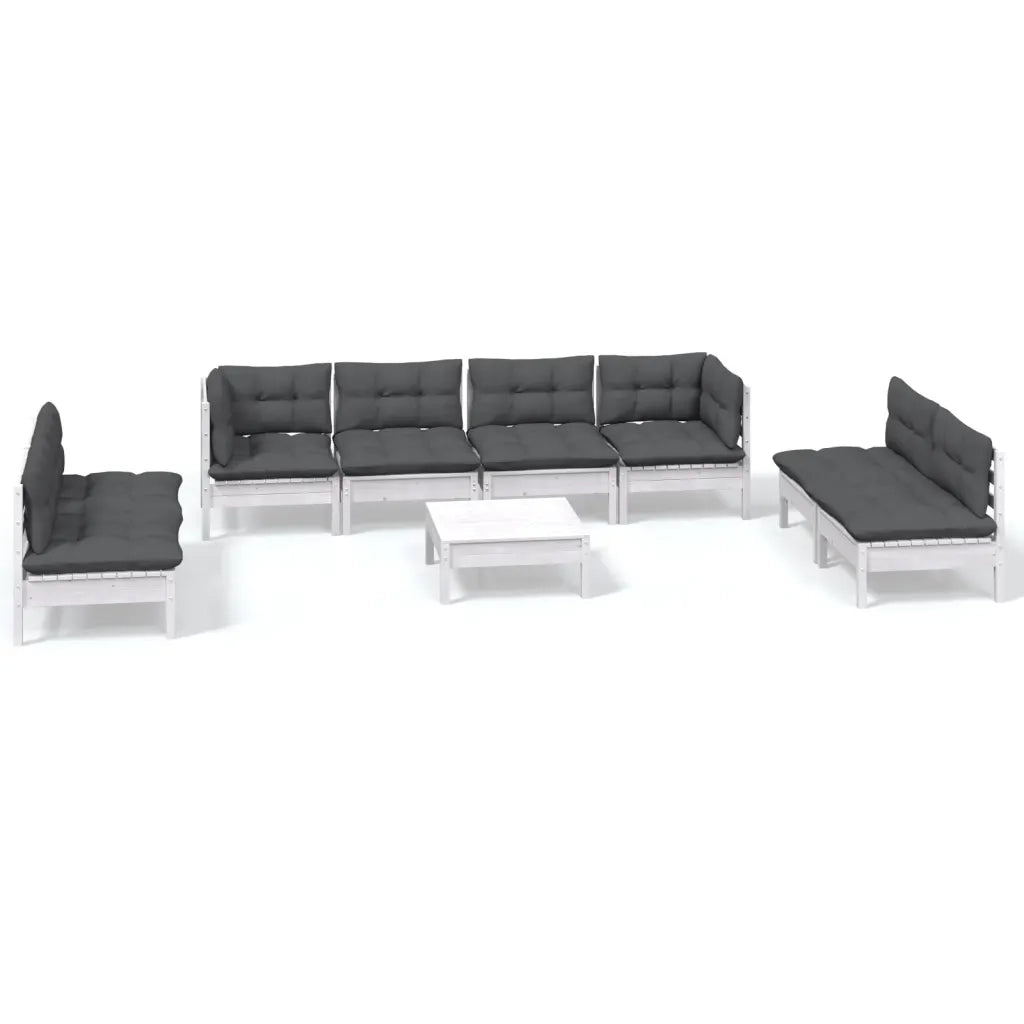 Set Salotto Giardino con Cuscini 9 pz in Legno Massello di Pino 3096239