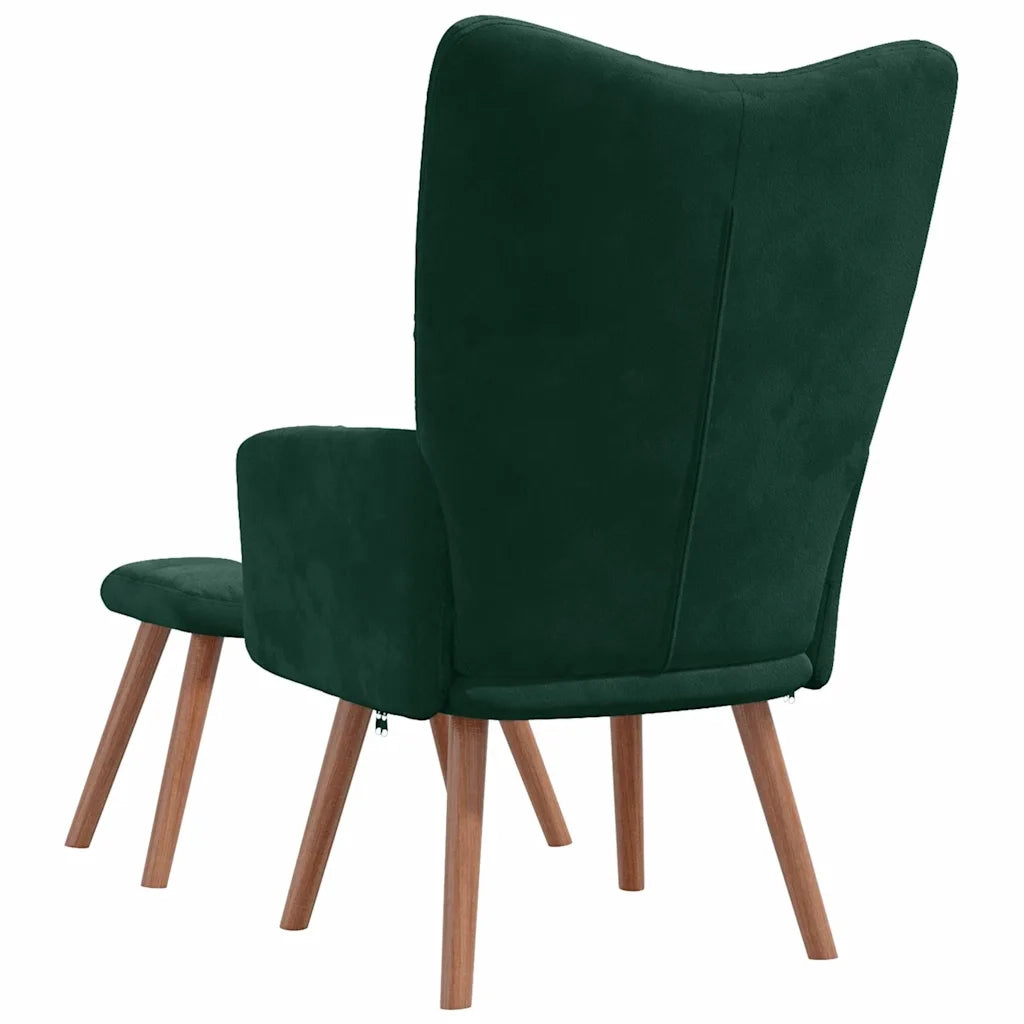 Divano Sedia-Poltrona Relax con Poggiapiedi Verde Scuro in Velluto 720350