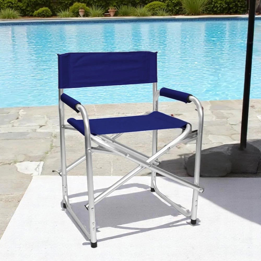 Sedia relax pieghevole Regista in alluminio con rivestimento in textilene blu