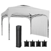 Gazebo da Giardino 3x3 m ad Altezza Regolabile su 3 Livelli, in Poliestere e Acciaio, Bianco