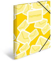 Set di cartelle A4 gialle, 3 pezzi, cartelle di plastica con motivi, elastici, inserti interni e stampa interna per bambini