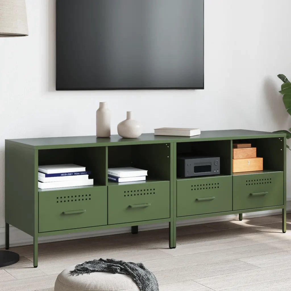 Mobili TV 2pz Verde Oliva 68x39x50,5 cm in Acciaio 843051