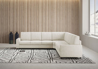 Divano Angolare 7 Posti 286x286x85 cm Sakar in Tessuto Latte