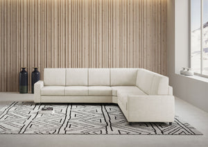 Divano Angolare 7 Posti 286x286x85 cm Sakar in Tessuto Latte