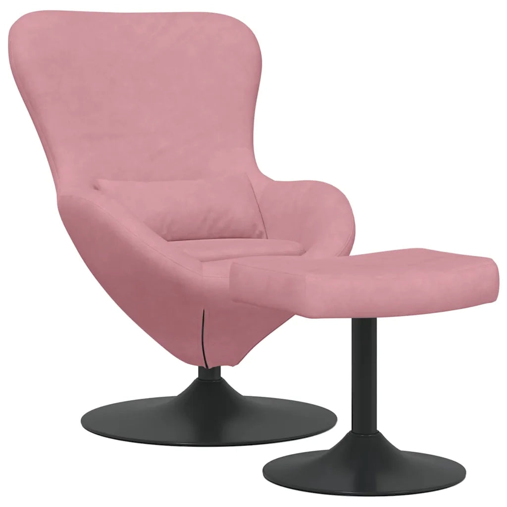 Sedia Egg con Pouf Rosa Velluto 42002748