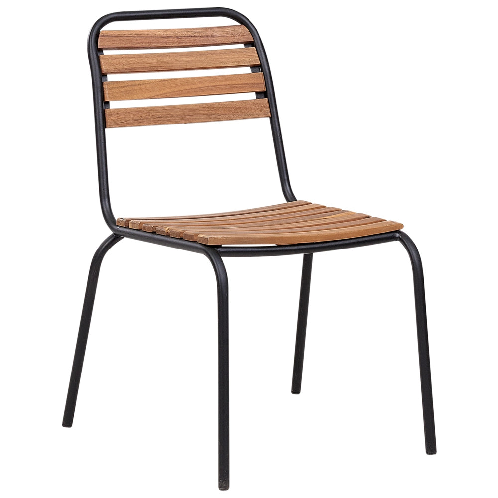 Set di 6 sedie da giardino in legno di acacia chiaro da esterno in stile rustico
