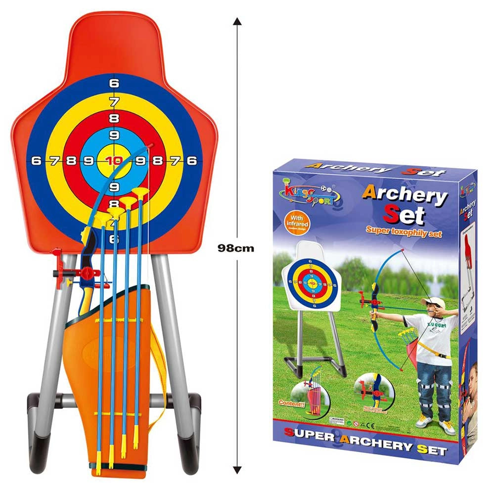 Set Arciere Per Bambini Con Arco 4 Frecce Mirino Laser Bersaglio E Portafrecce