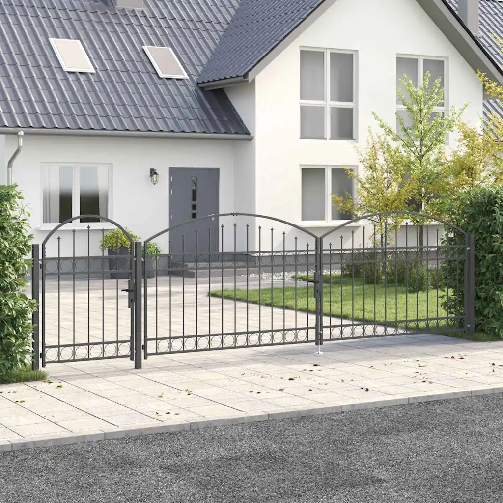 Cancello da Giardino con Parte Superiore Arcuata Assen Grigio