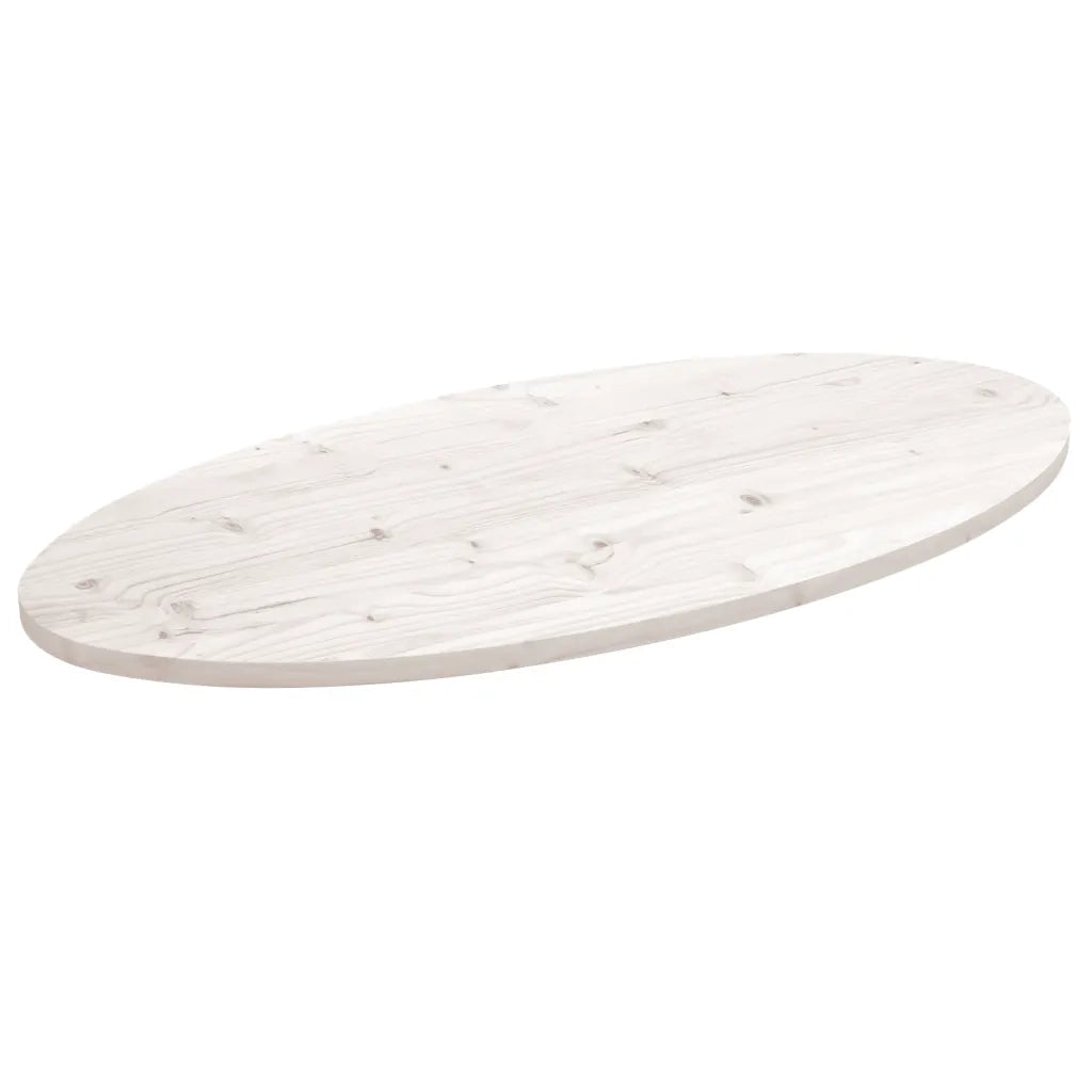 Piano Tavolo Bianco 100x50x2,5 cm Legno Massello di Pino Ovalecod mxl 72136