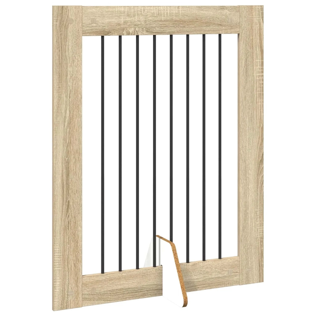 Cancello per cani con supporti 2 pcs Rovere Sonoma 80 x 100 cm 892038