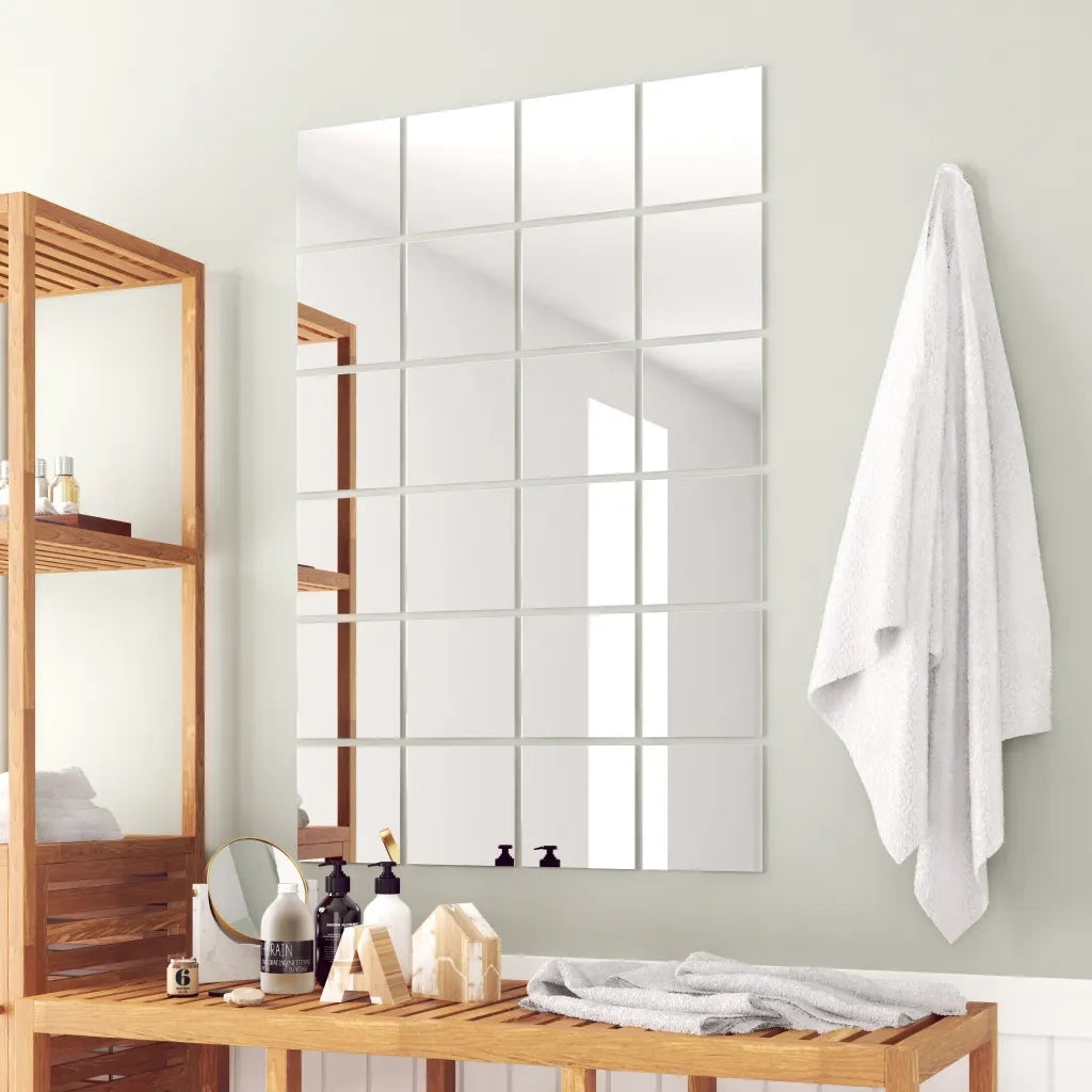 24 pz Piastrelle a Specchio Quadrate in Vetro CFW7843673
