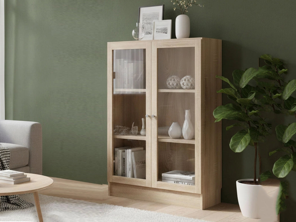 Libreria Amphan, Scaffale da ufficio, Mobile portalibri, Biblioteca, 79x28 h107 cm, Quercia