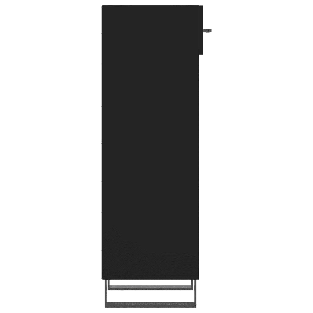 Elegante scarpiera nera 30 x 35 x 105 cm con cassetto e vano contenitore stile industriale legno nero 02_0048747