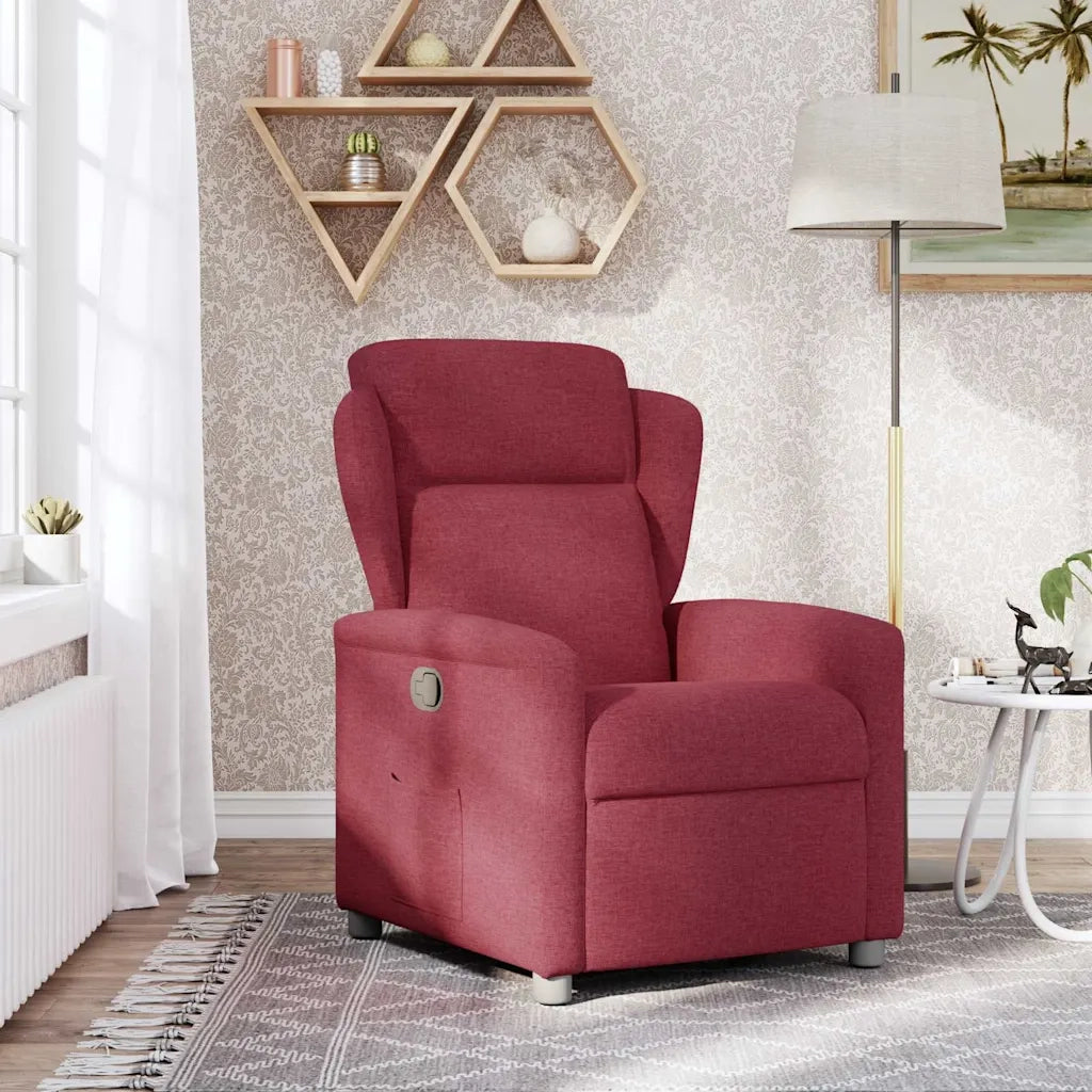 vidaXL Poltrona Reclinabile in Tessuto Rosso Vino