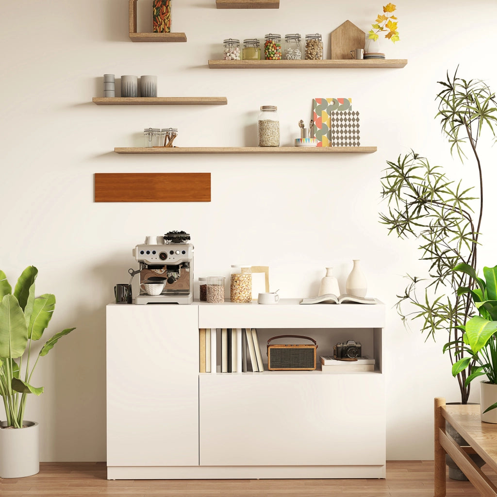 Credenza Moderna con Ante Ammortizzate ¨C Xylo ¨C Bianco con Ripiani Regolabili