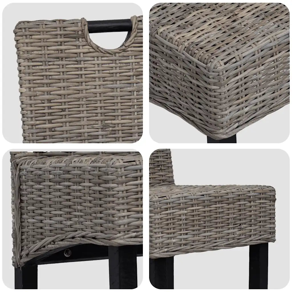 Sedie Sala da Pranzo 6 pz in Rattan Kubu e Legno di Mango cod mxl 23893