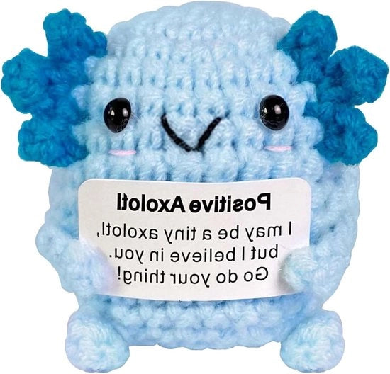 Cuscino di Crochet con Axolotl - Piccolo Regalo di Ispirazione per Donne (Blu)