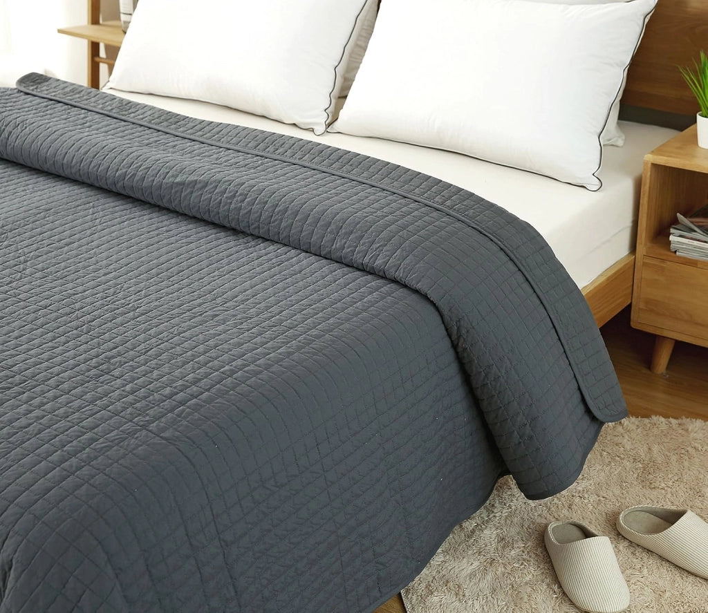 Trapuntino Matrimoniale Trapunta Singolo Copriletto Trapuntato Double Face Reversibile Moderno Grigio 240x260 cm 2 Pezzi