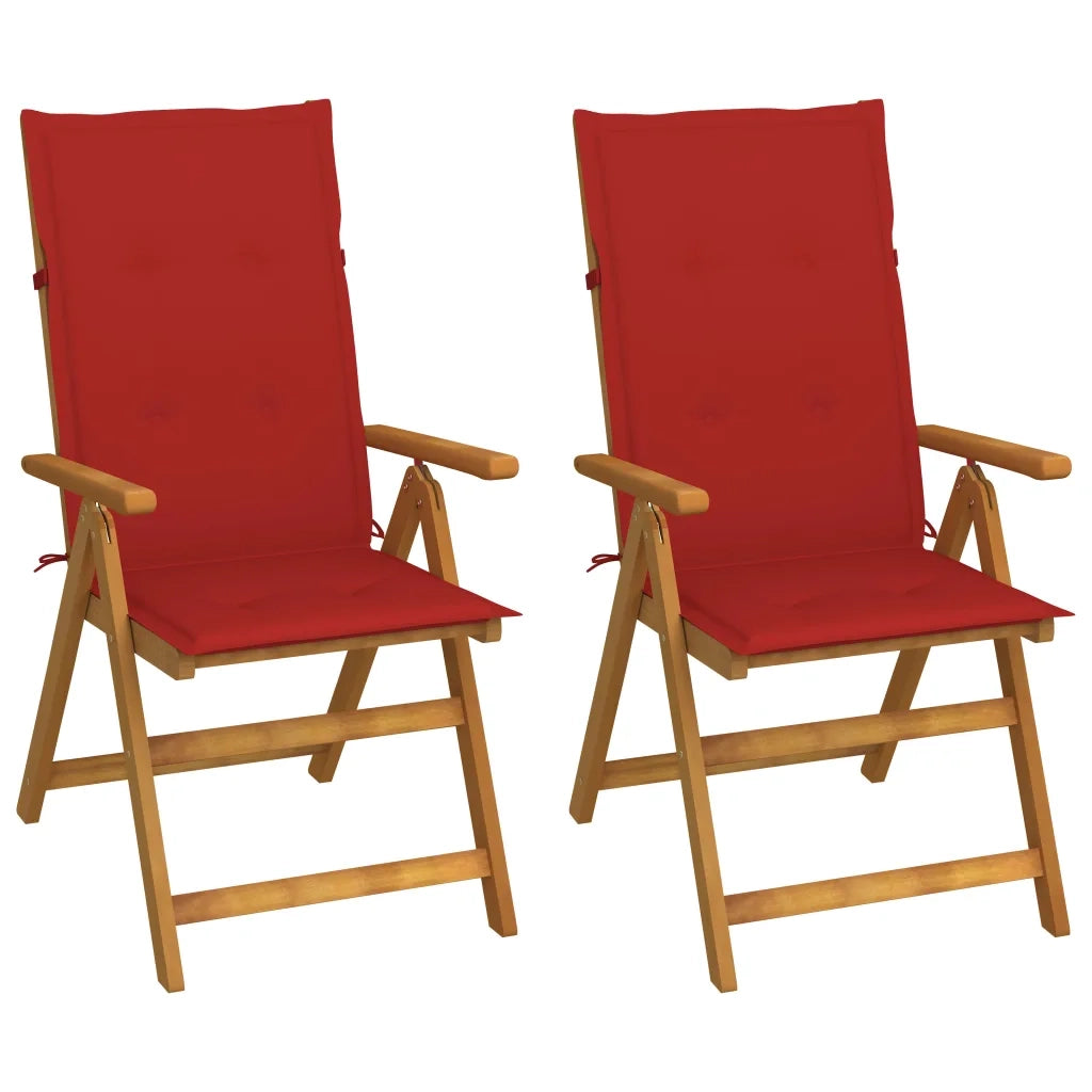 Sedie da Giardino Reclinabili 2 pz con Cuscini Massello Acacia cod mxl 7726