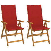 Sedie da Giardino Reclinabili 2 pz con Cuscini Massello Acacia cod mxl 7726