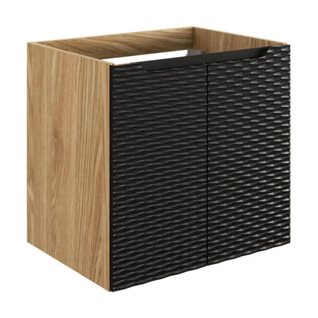 Mobile sottolavabo YOKA - Rovere chiaro e nero - L60 × P46 × H57 cm - Da appendere