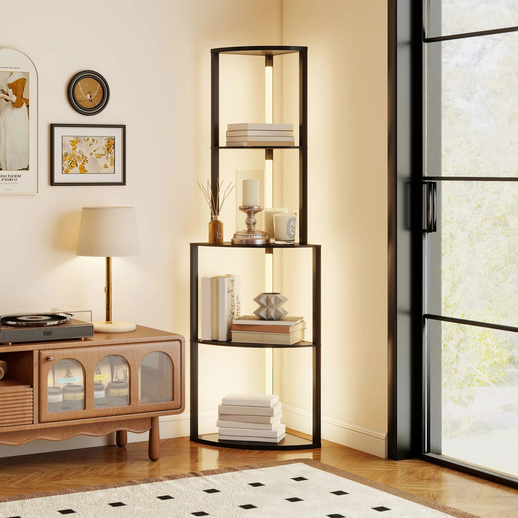 Lampada da terra con ripiani ¨C zephmum ¨C nero 55.5x39.5x163 cm