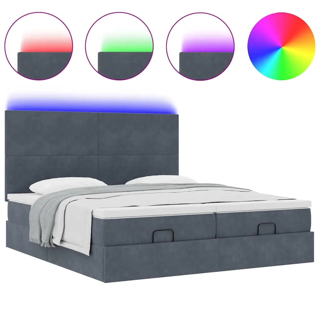 Struttura Letto Pouf con Materassi 160x200 cm in Velluto 3314598