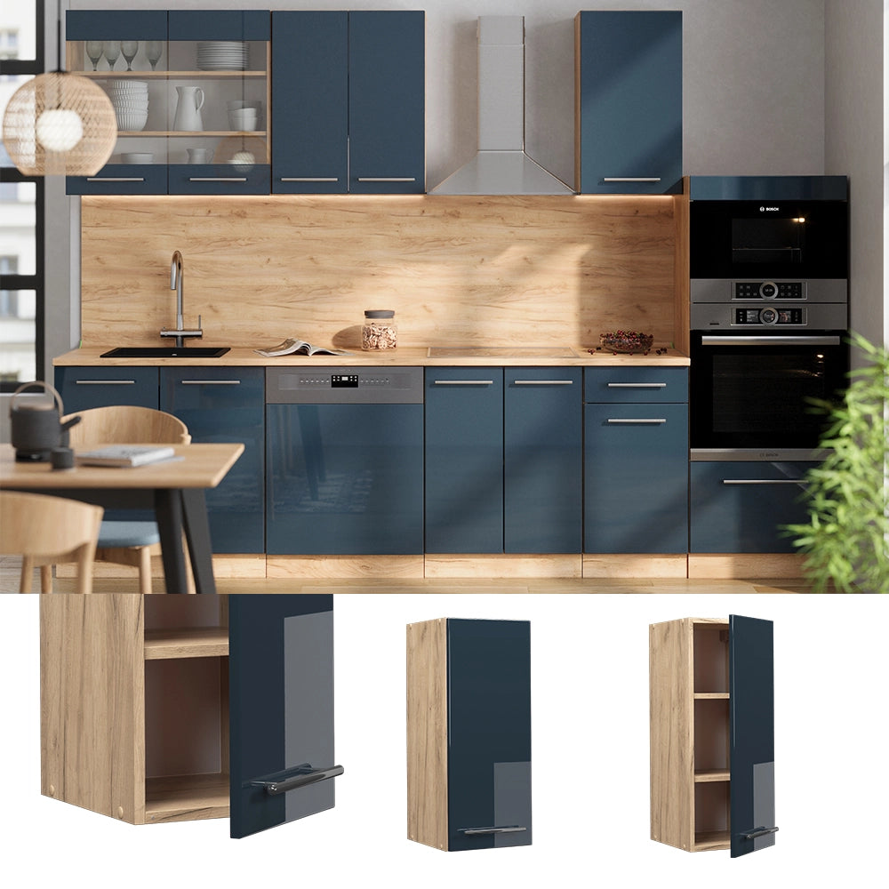 Vicco Armadi da cucina Blu scuro lucido 30 cm