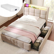 Letto matrimoniale con cassetti - Xylo - 180??200 cm - Bianco - Controllo APP LED