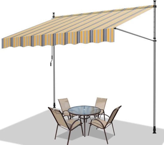 Ombrellone per Esterno UV e Idrorepellente per Terrazza e Giardino - Ombrello Esterno Regolabile 400cm Giallo Blu
