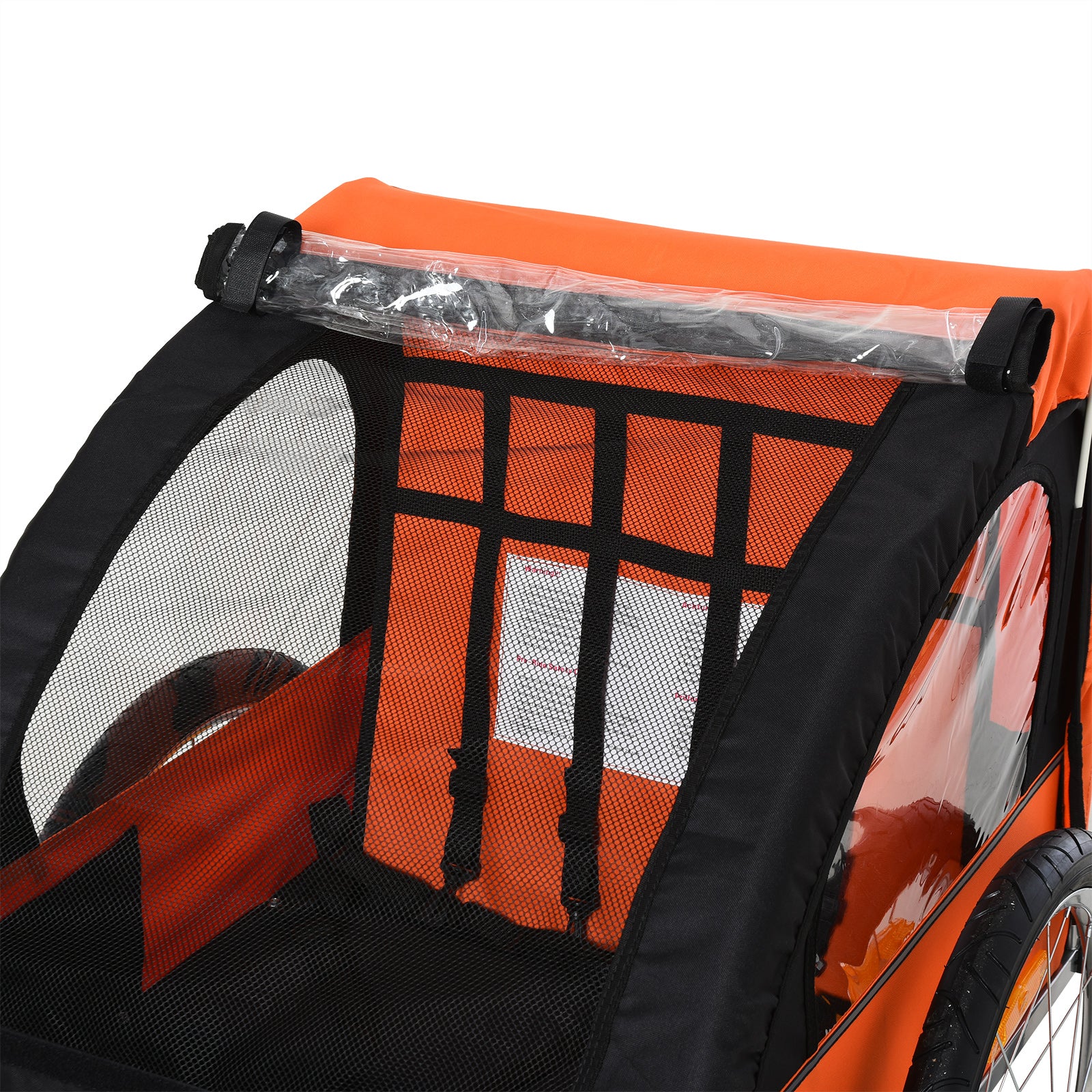 Easycomfort Rimorchio Bici Bambini con 2 Posti, 2 Cinture di Sicurezza, Telaio in Acciaio e Copertura in Tessuto Oxford Arancione