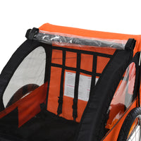 Easycomfort Rimorchio Bici Bambini con 2 Posti, 2 Cinture di Sicurezza, Telaio in Acciaio e Copertura in Tessuto Oxford Arancione