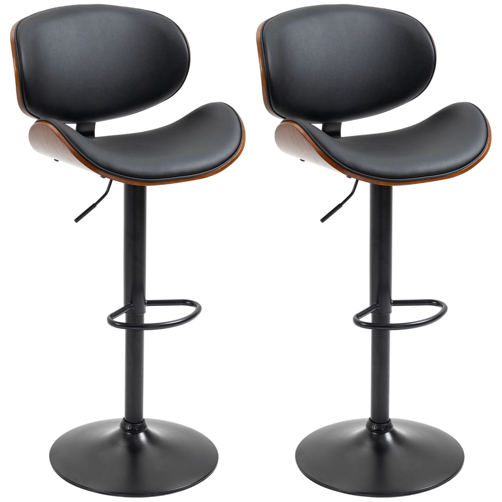 SGABELLO ALTO Set da 2 pezzi regolabile 53x52x92-112 cm Nero in pelle