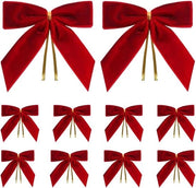 Set di 10 Ornamenti di Natale con Fili di Velluto Rosso - Decorazione Festiva per Porta, Finestra e Giardino