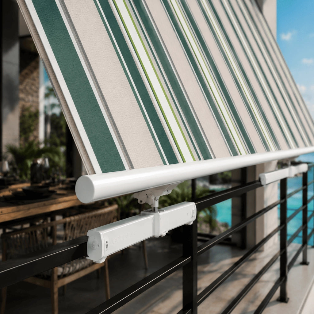 Tenda Parasole Con Manovella Struttura In Alluminio E Rivestimento In Poliestere 280G Protezione Dai Raggi Solari Privacy Per Balcone Terrazza Veranda E Esterni 295x250x50 Cm Verde E Beige