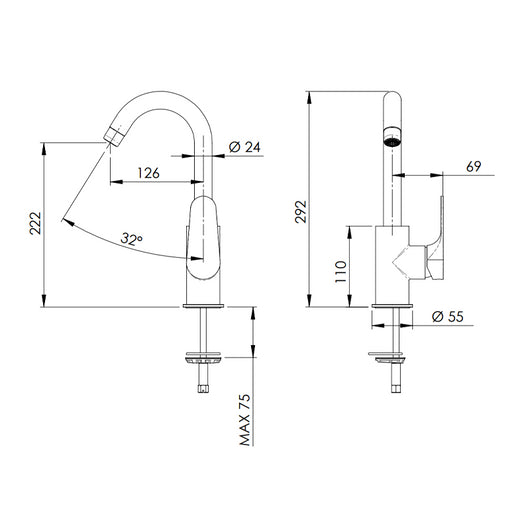 Rubinetto lavello con bocca alta girevole modello corto tipo lusso - serie class line