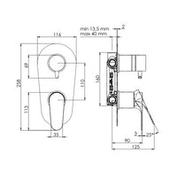 Rubinetto doccia con deviatore a tre vie su unica piastra - serie class line