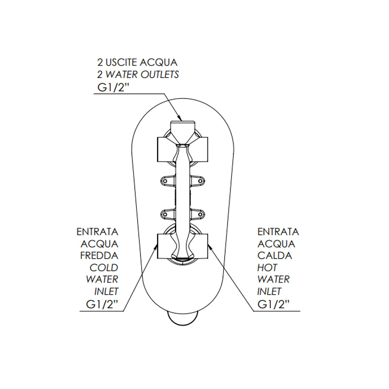 Rubinetto doccia con deviatore a tre vie su unica piastra - serie class line