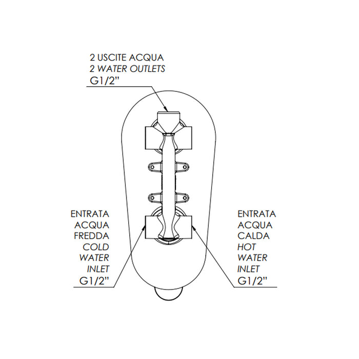 Rubinetto doccia con deviatore a tre vie su unica piastra - serie class line
