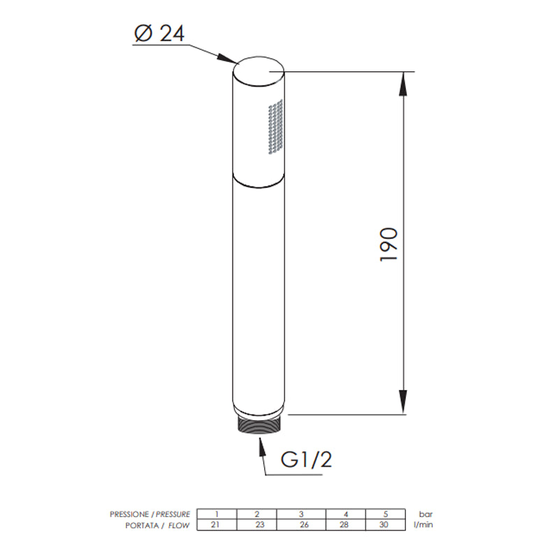 Doccetta minimal in ottone cromato, autopulente
