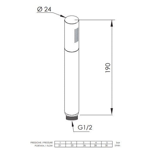 Doccetta minimal in ottone cromato, autopulente