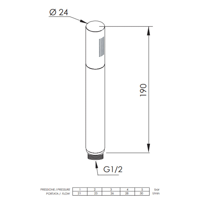 Doccetta minimal in ottone cromato, autopulente