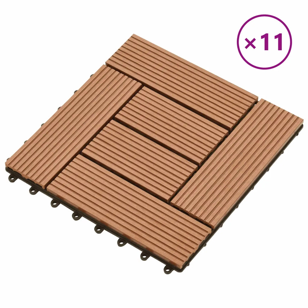 Piastrella per Decking 11 pcs Marrone 30 x 30 cm WPC 42046660