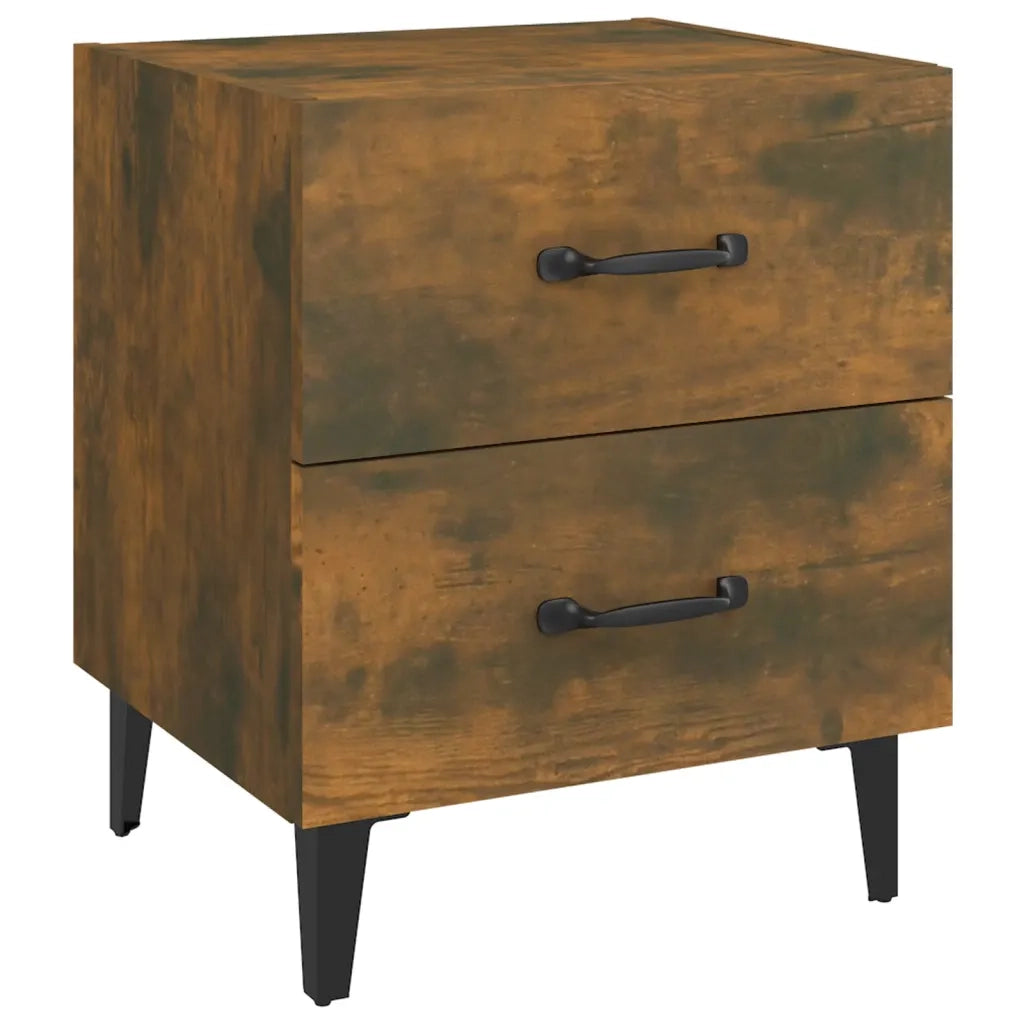 Set di 2 Comodini | Armadio da Notte | Mobiletto da notte Rovere Fumo 40x35x47,5 cm
