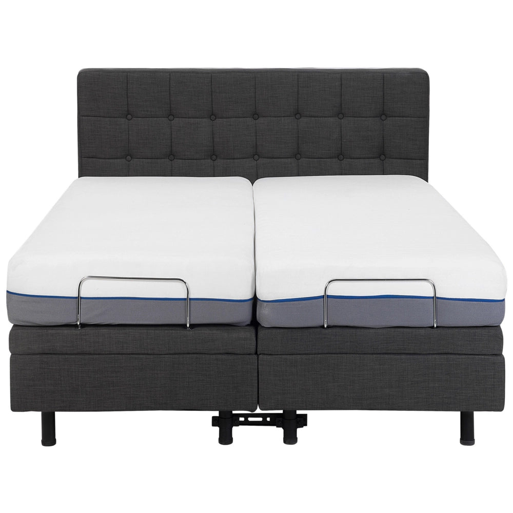 Letto Tessuto di colore Grigio Scuro Elettrico Regolabile con Telecomando 160 x 200 cm matrimoniale moderno