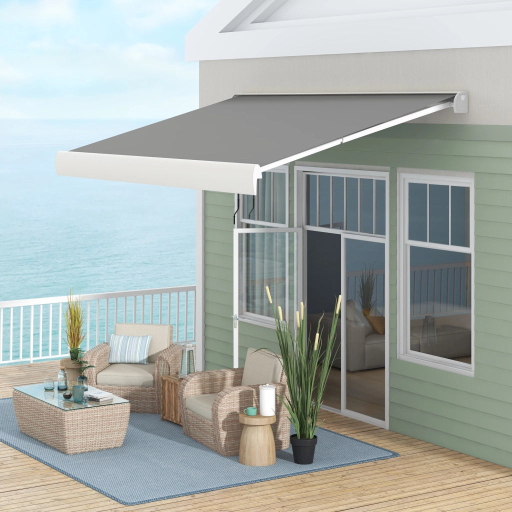 Tenda da sole a cassonetto elettrica ¨C zephmum ¨C 4x3 m grigio chiaro alluminio telecomando