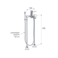 Gruppo vasca esterno su colonne da pavimento con doccia serie minimal