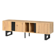 Mobile TV con 3 ante; 2 vani aperti e passacavi; per soggiorno; in legno naturale; 160 × 40 × 50 cm