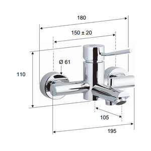 Rubinetto vasca esterno, senza doccia serie minimal